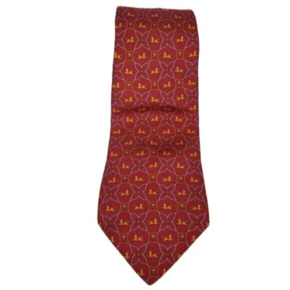 Salvatore Ferragamo Silk Tie Equestrian Horse Saddle Pattern - Picture 2 of 9